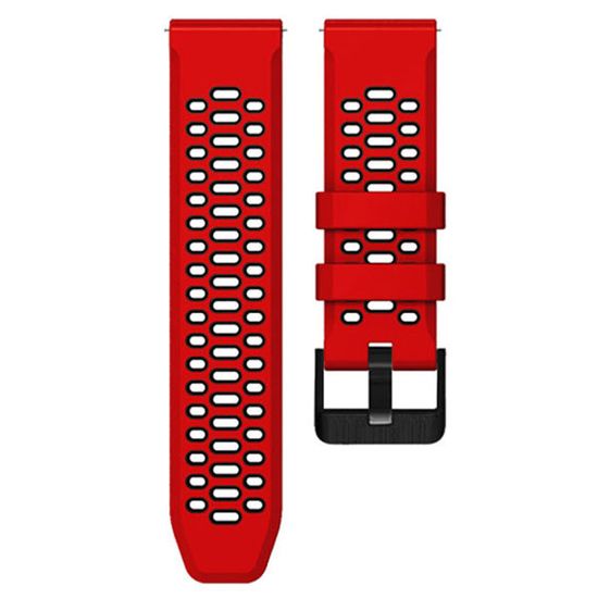 Ремешок двухцветный дышащий 24 мм для Suunto 9 Baro, Suunto 7, Suunto Spartan Sport силиконовый (Красный/черный)