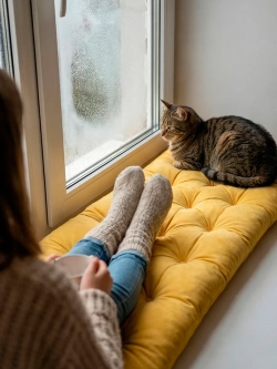 Подушка на скамью, подоконник, обувницу 100х45 см