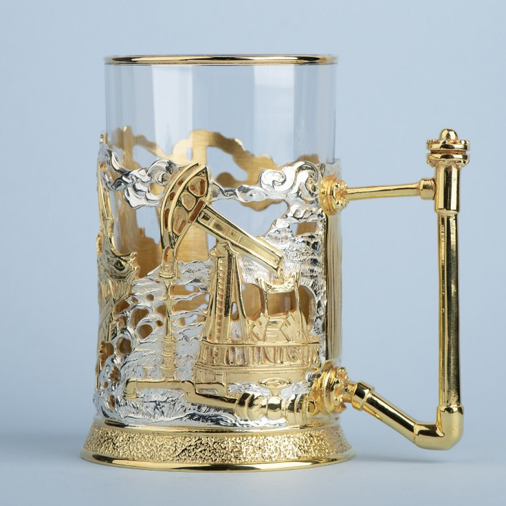 Подстаканник Нефтяники с позолотой