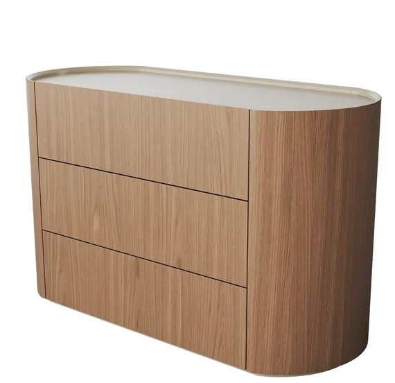 Комод Lagom 3 ящика ширина 120 см (натуральный дуб, молочный)