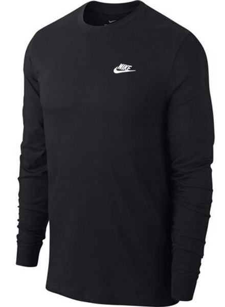 Мужская теннисная футболка теннисная Nike Sportswear Club Tee LS - черный