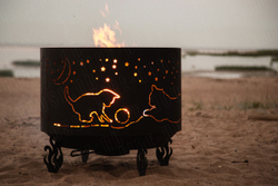 Костровая чаша Fire-House Коты и звезды Премиум (с зольником), 80 см