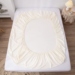 Комплект постельного белья на резинке Однотонный Сатин «Белоснежный уют»