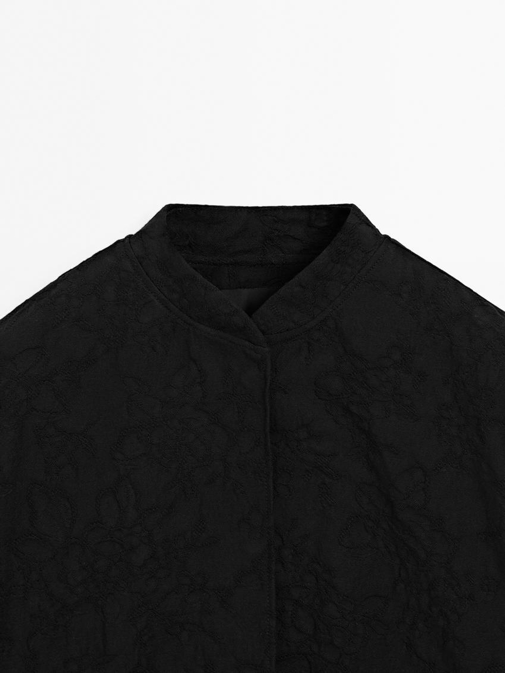 Massimo Dutti Бомбер оверсайз из 100% хлопка, черный