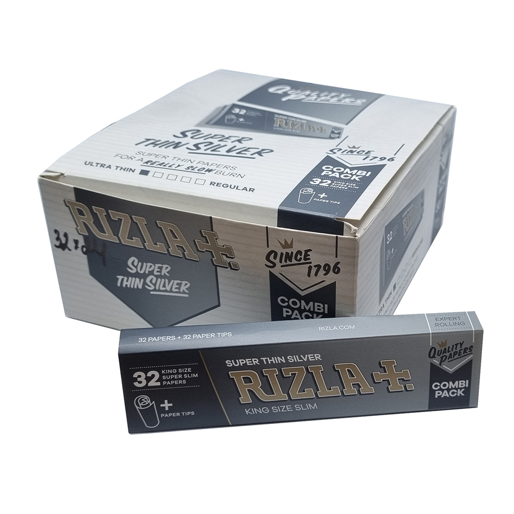 Бумага для сигарет блок "Rizla+" KS Silver + Filters 32л*24шт.