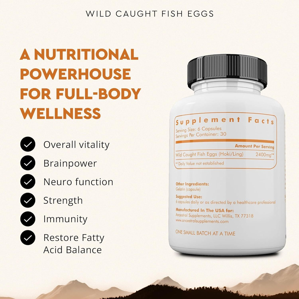Ancestral Supplements - Wild Caught Fish Eggs 400 mg 180 capsules