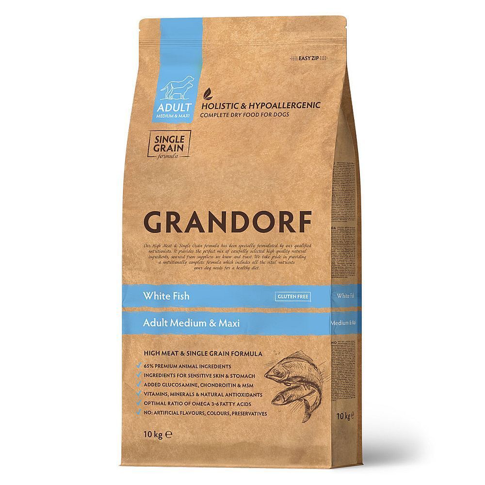 GRANDORF DOG White Fish MED&amp;MAXI (белая рыба для собак средних и крупных пород) 10 кг
