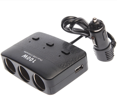 Разветвитель авто Olesson NO.1636 (2USB/3 розетки 100Вт)