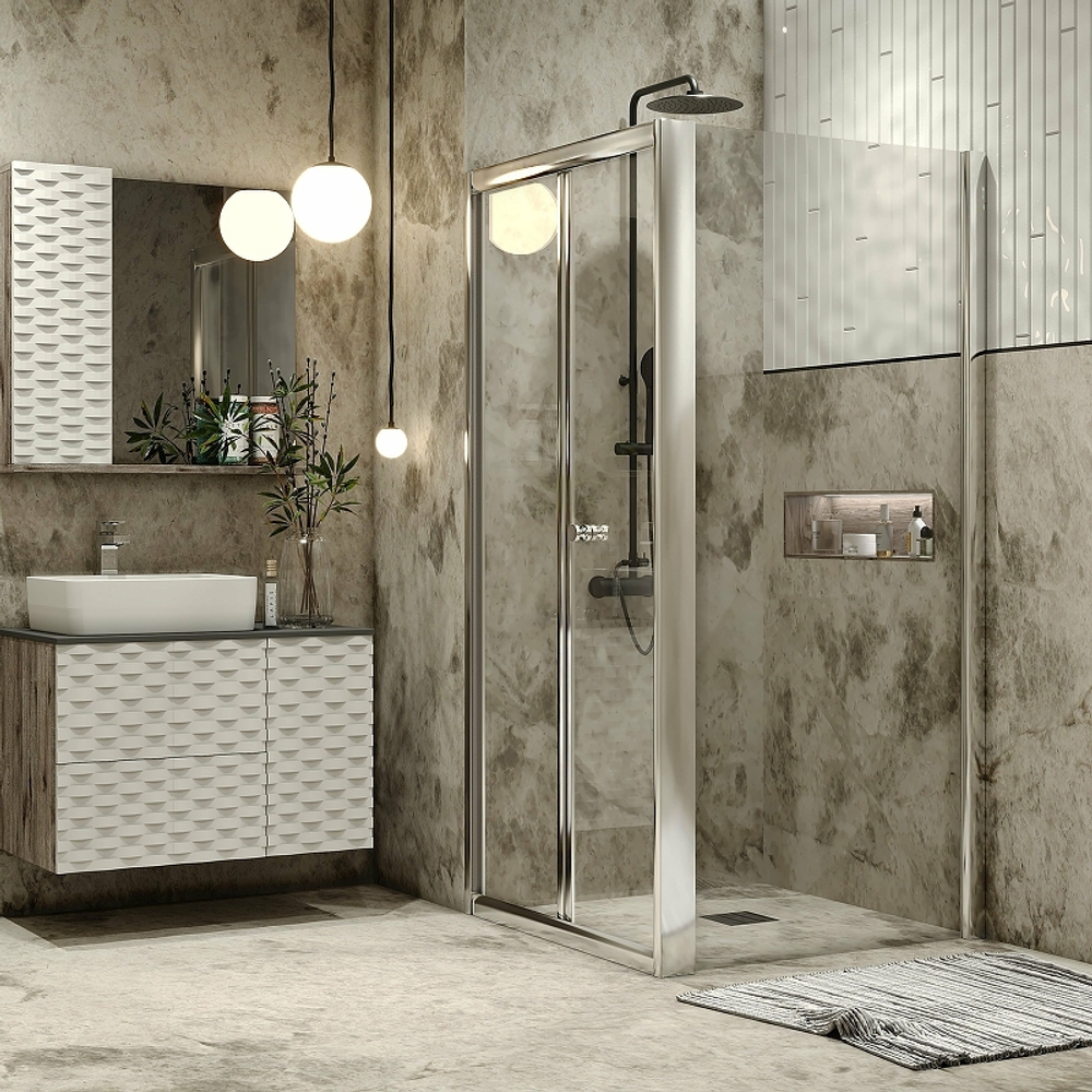 Душевой уголок Grossman Alba 80х80 GR-8080Al2 профиль Хром стекло прозрачное