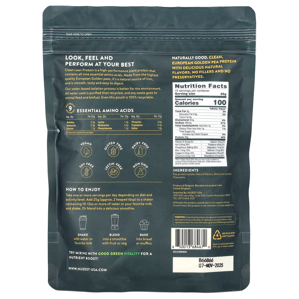 Nuzest, Clean Lean Protein, со вкусом лесной клубники, 250 г (8,8 унции)