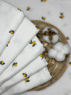 Муслиновая пеленка Лимончики 90*130 (+/-5см)