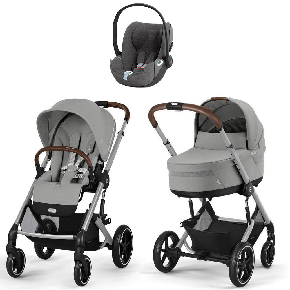 Коляска Cybex Balios S Lux SLV complete Cloud T Mirage Grey Plus Base T 4 в 1 Stone Grey с дождевиками