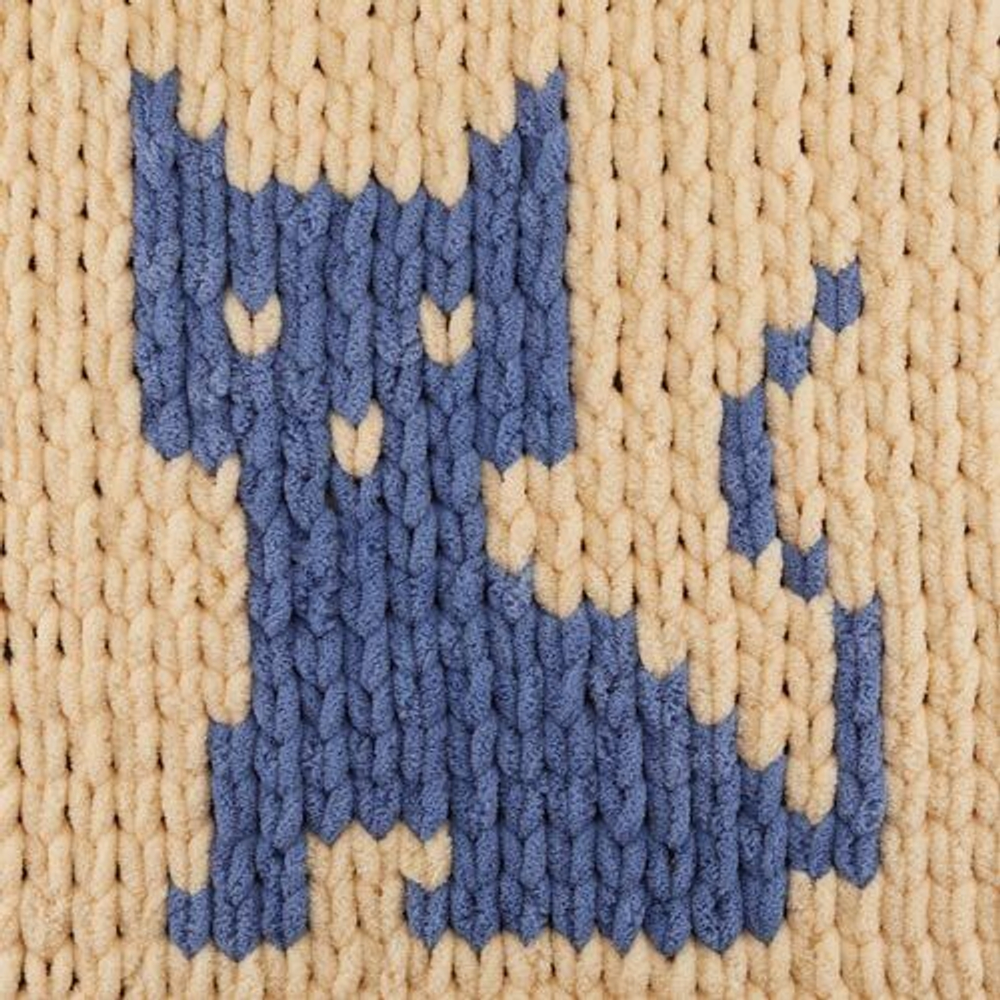 Пуффи Море ПЛЮС (Puffy More plus) пряжа Alize 100%микрополиэстер 2х250г/11м (8005 кремовый/голубой)