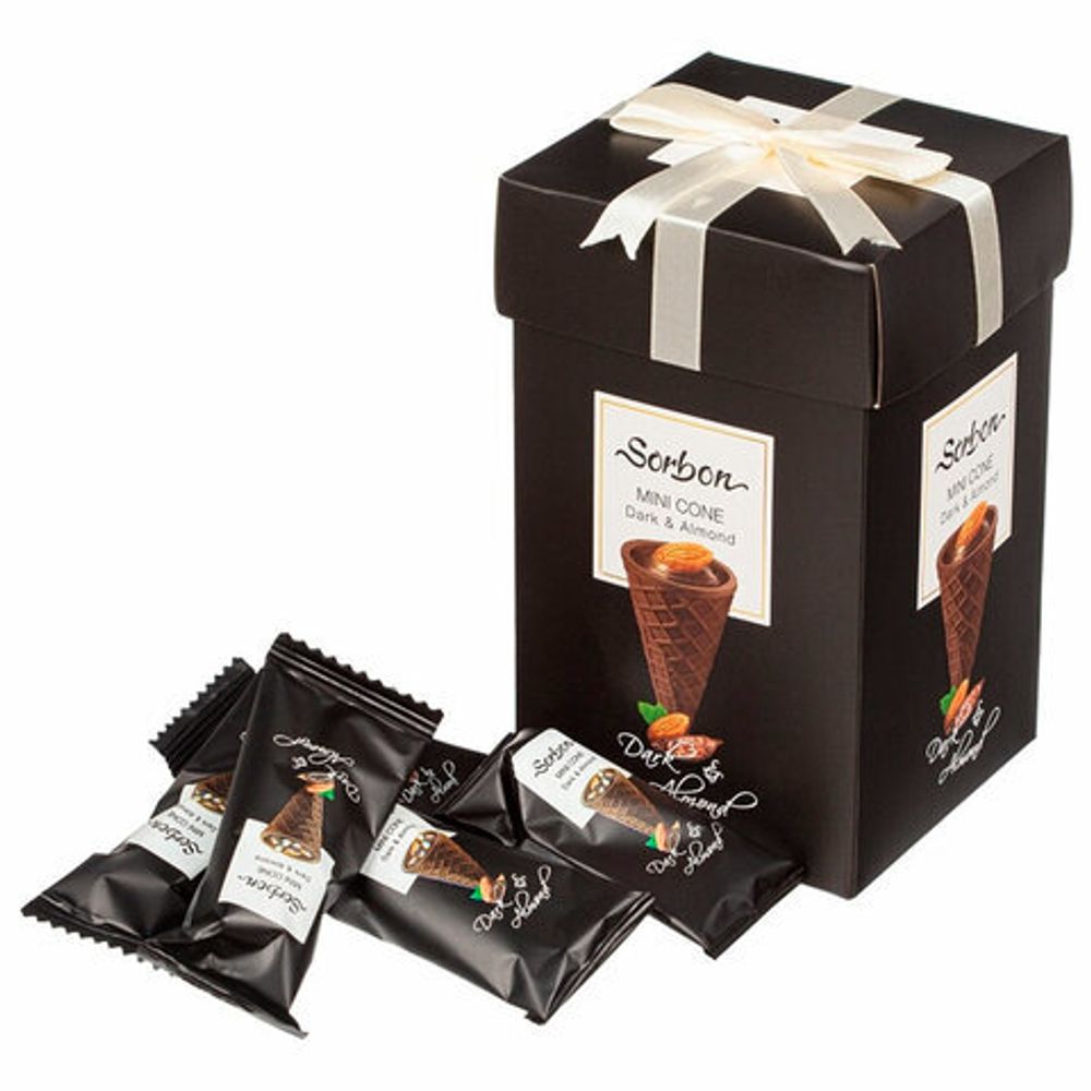 Конфеты мини-рожки в индивидуальной упаковке SORBON "Миндаль и воздушные зерна", 200 г