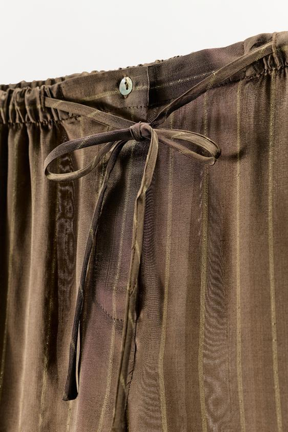 ZARA БРЮКИ В ПИЖАМНОМ СТИЛЕ В ПОЛОСКУ, РЫЖЕВАТО-КОРИЧНЕВЫЙ