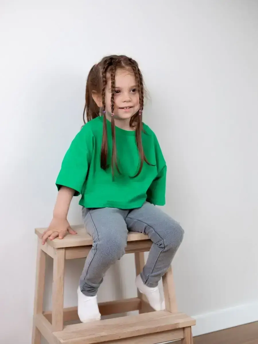 Футболка детская оверсайз укороченная базовая