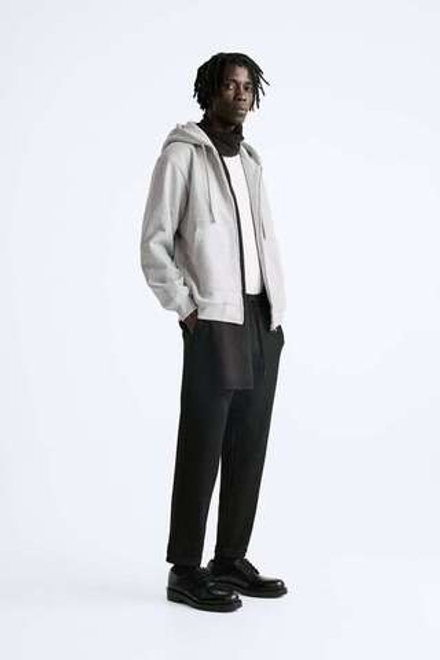 ZARA БРЮКИ EASY CARE С ПОЯСОМ НА ШНУРКЕ,  ЧЕРНЫЙ