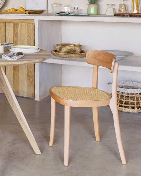 Стул Romane светлый бук с сиденьем из ротанга