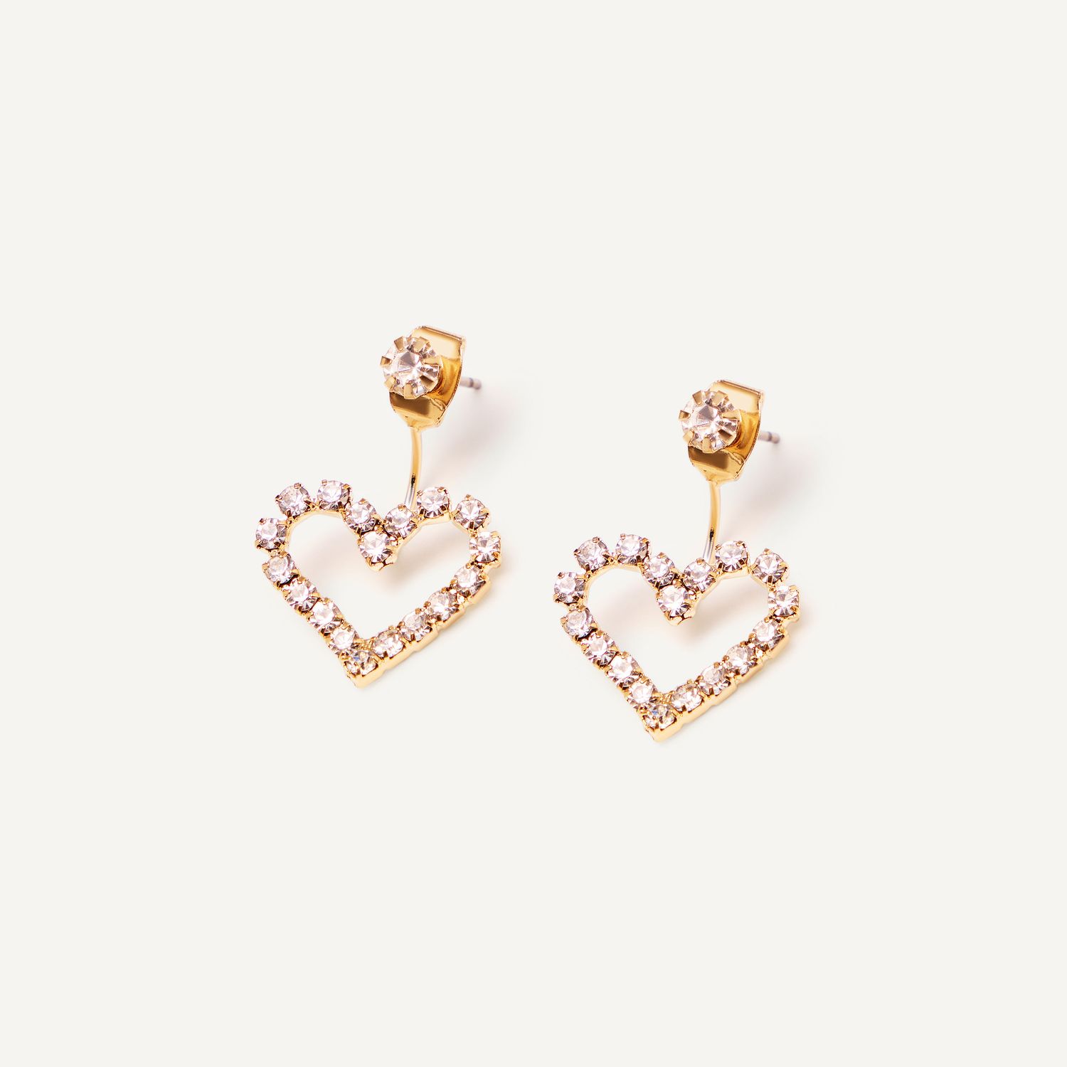 Серьги Sparkly Heart Earrings - Gold