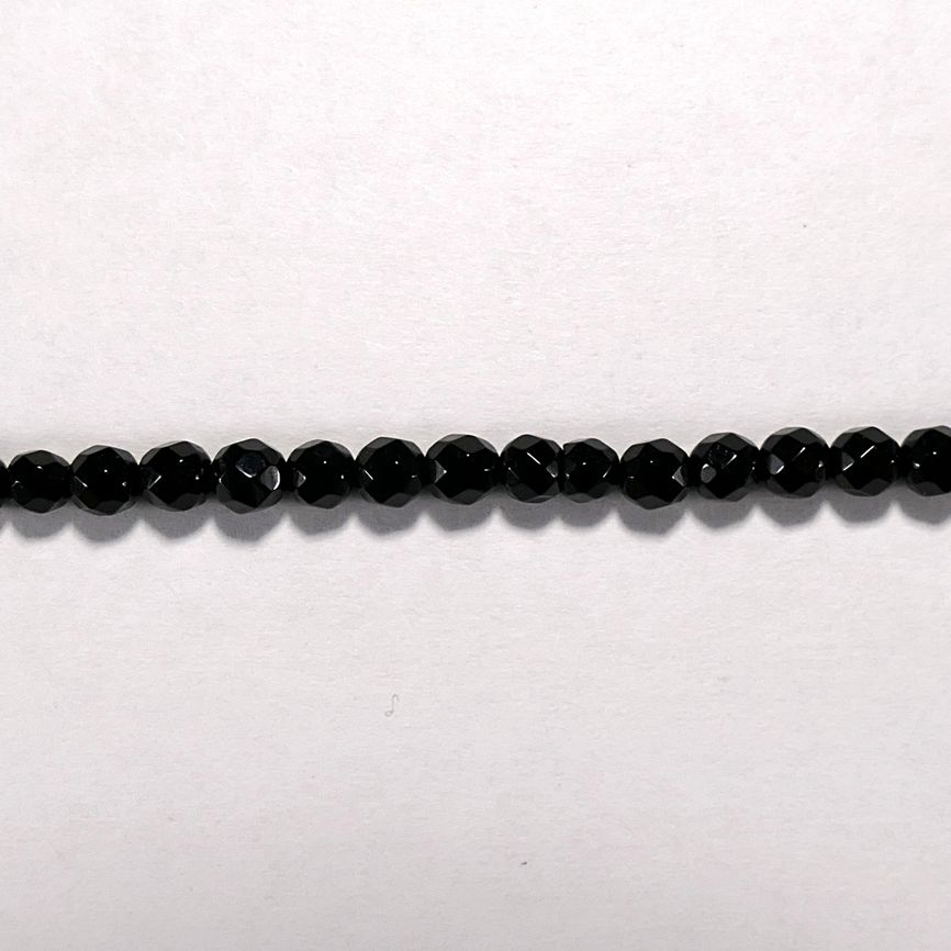 Бусина из оникса черного, фигурная, 4 мм (шар, граненая)