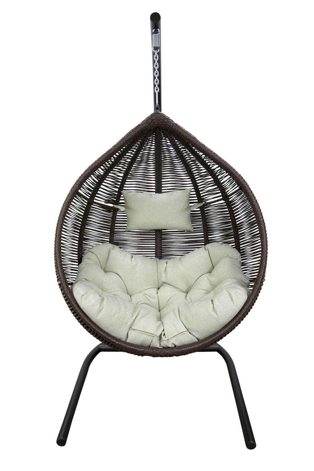 Кресло подвесное Garden Story Флорес (стойка+основание черн, корз.коричневая, подуш.estera-хамелеон. 3уп. (В))