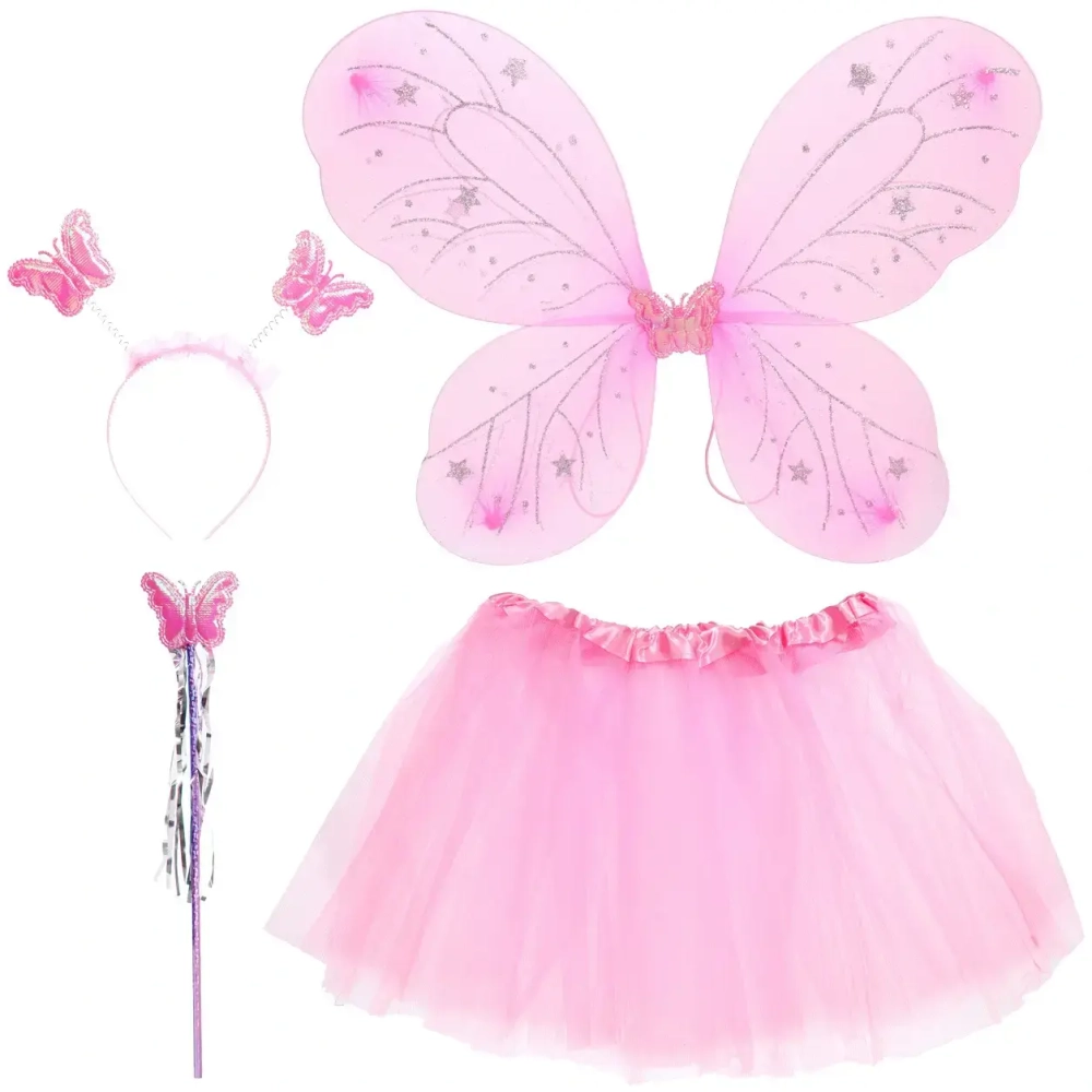 Набор карнавальный «Розовое чудо» (ободок, палочка,крылья,юбка), Розовый