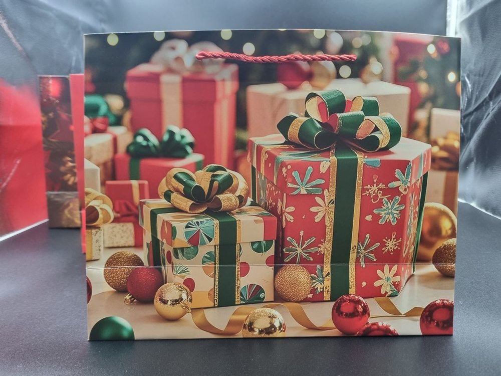Пакет подарочный новогодний 31*12*25 МС-7707 МИКС2 бумага КНР