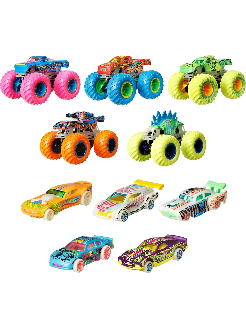 Игровой набор Hot Wheels Светящиеся авто и грузовики HCB57 | Hot Wheels Monster Trucks Glow in the Dark Collection 4+