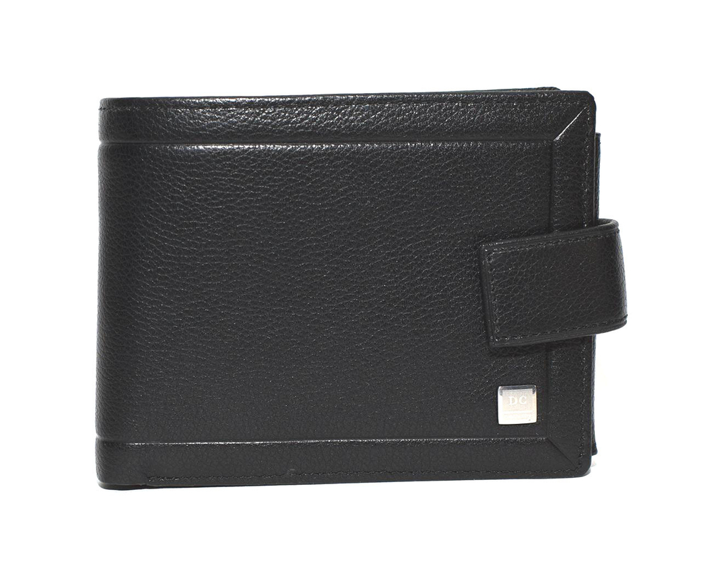 Стильный мужской чёрный кошелёк бумажник портмоне из натуральной кожи яка с отделением для техпаспорта M100-DC28-05A в фирменной коробке