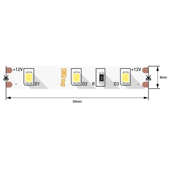 Светодиодная лента SWG 4,8W/m 60LED/m 2835SMD нейтральный белый 5M 007260
