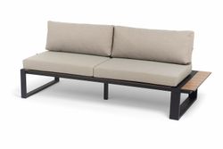 "Тулон" левый модуль, каркас алюминий, HPL "дуб", черный муар, ткань бежевая 15052