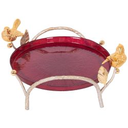 Фруктовница-конфетница Терра (поднос) Айвори Бордовый