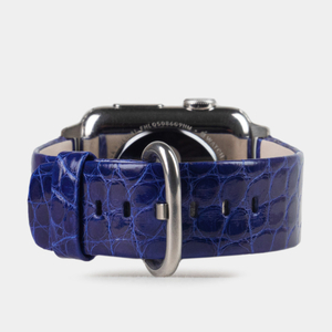 Ремешок для Apple Watch 40/41/42 mm из кожи аллигатора, цвета синего лак