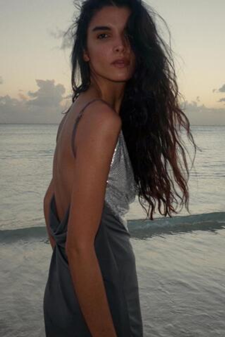 ZARA КОМБИНИРОВАННОЕ ПЛАТЬЕ, ТЕМНЫЙ СВИНЕЦ