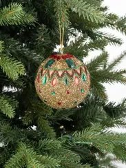 Винтажный стеклянный шар Королевские самоцветы 9 см., 1 шт., Karlsbach (13444)