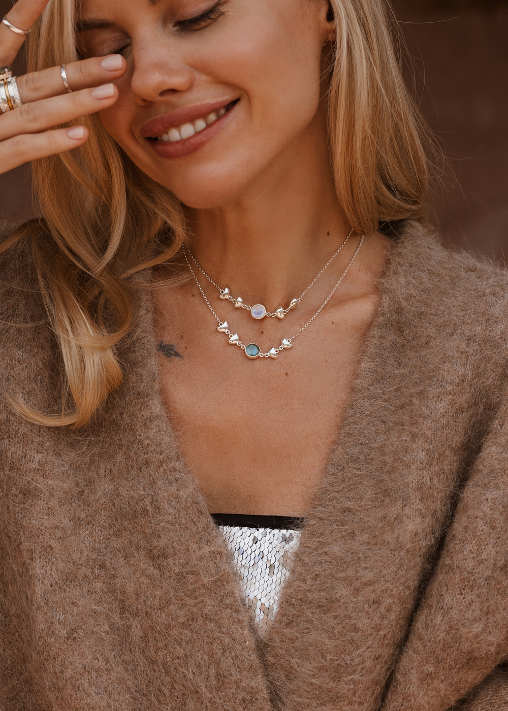 Колье «Фазы луны» с лабрадоритом