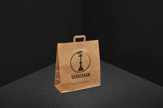 Пакет крафт с плоской ручкой 48х44.5х18 (в*ш*г) с логотипом заказчика