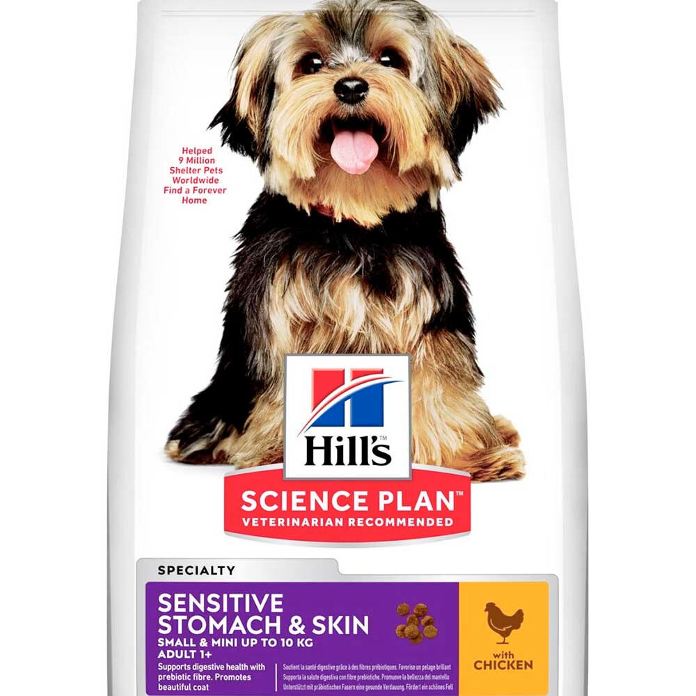 Hill's Adult Small&Miniature Sensitive Stomach & Skin - корм для собак миниатюрных пород с чувствительным пищеварением и кожей (курица)