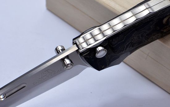 Премиальный японский нож Rockstead RIN-ZDP (BG) 67 HRC - рукоять титан + темный эбонит, сталь ZDP-189