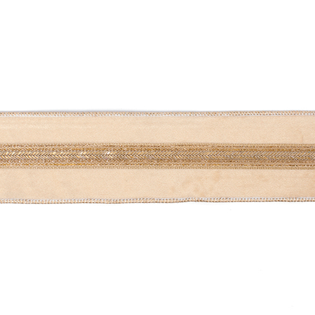 nan VELV.BRAID TRIM RIBBON CRM/GLD 6 Goodwill