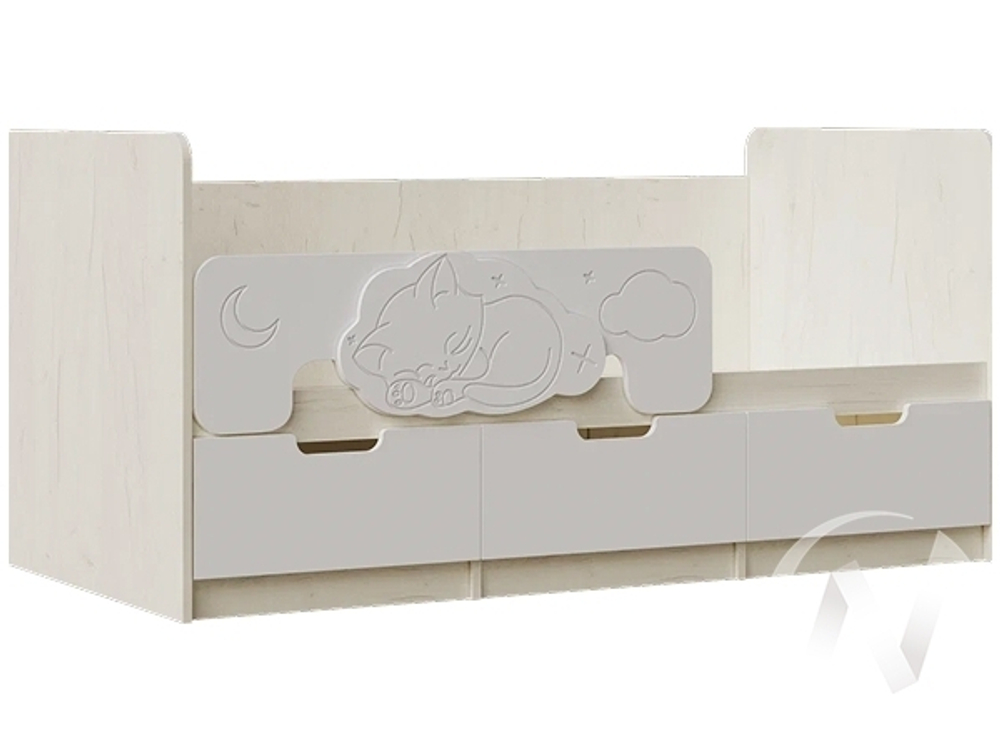 Кровать 1;6*0;8м Детская Юниор-4 (дуб крафт белый/шарли белый)