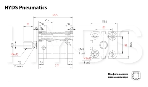 ADN-100-250-A-P-A Пневмоцилиндр