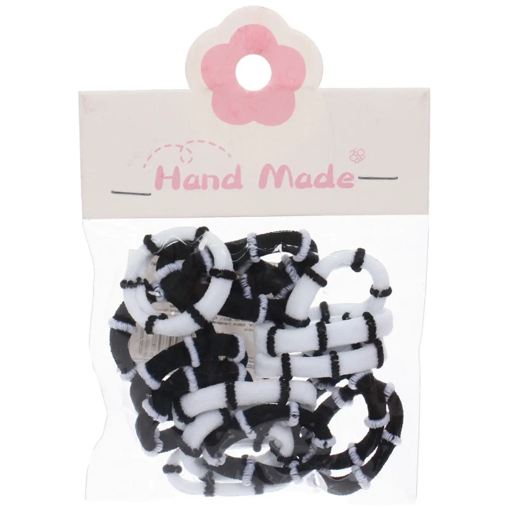 Резинки для волос 15шт «КОЛЕЧКИ», цвет черный и белый, d-3см