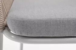"Лион" стул плетеный из роупа, каркас из стали светло-серый (RAL7035) муар, роуп бежевый круглый, ткань светло-серая