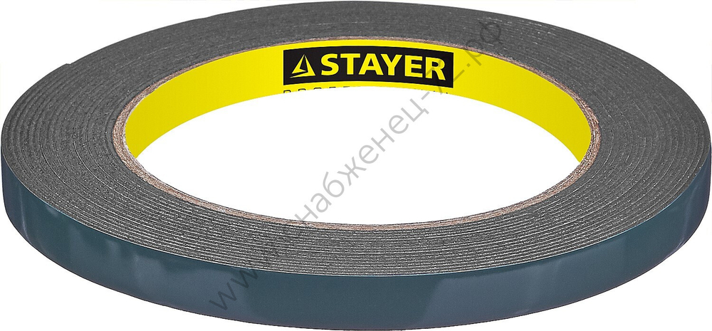STAYER 9 мм, 5 м черная, на вспененной основе, Двухсторонняя клейкая лента, PROFESSIONAL (12233-09-05)