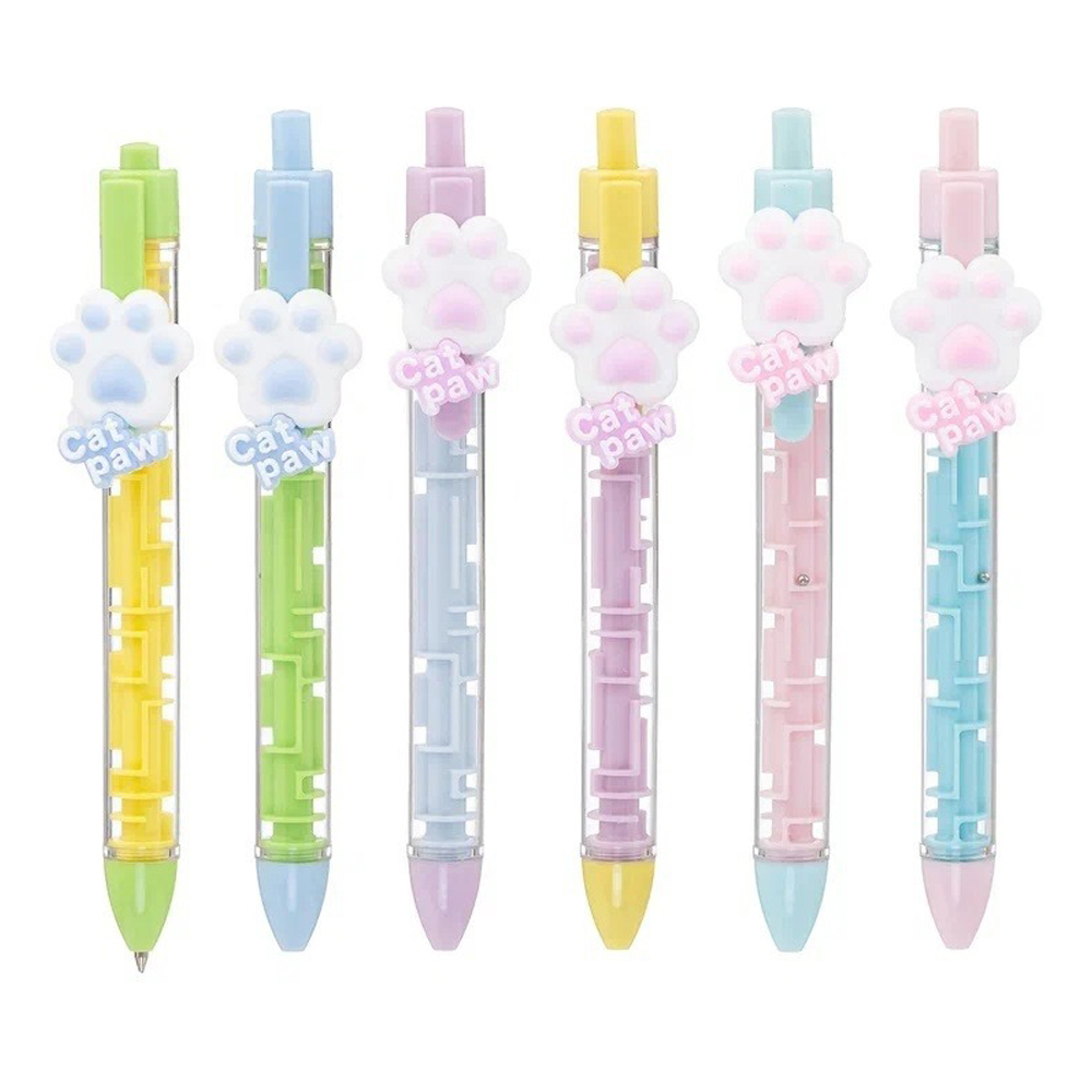 Ручка шариковая, автоматическая Basir, серия "КОШАЧЬЯ ЛАПКА", с лабиринтом на корпусе, 36 шт