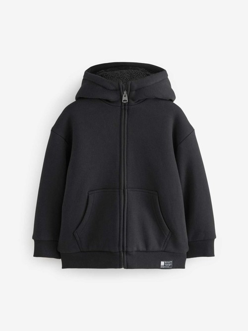 Толстовка на молнии с капюшоном и флисовой подкладкой для мальчика Next B55-280, Черный
