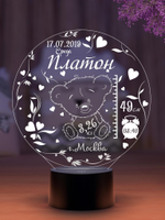 Ночник-метрика с Мишкой (Ваш текст)
