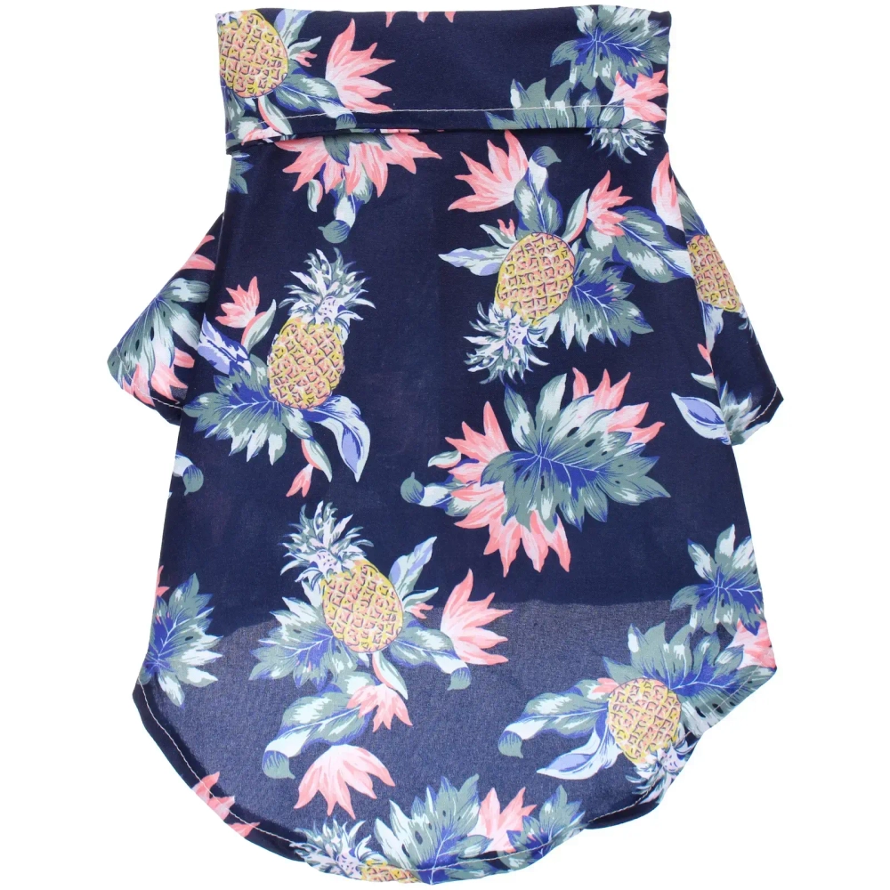 Рубашка для собак и кошек малых и средних пород «СТИЛЬНЫЙ БРО», цвет синий, принт ананасы с цветами, размер XL