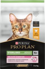 Pro Plan Sterilised сухой корм для стерилизованных кошек с чувствительным пищеварением (курица) 3кг